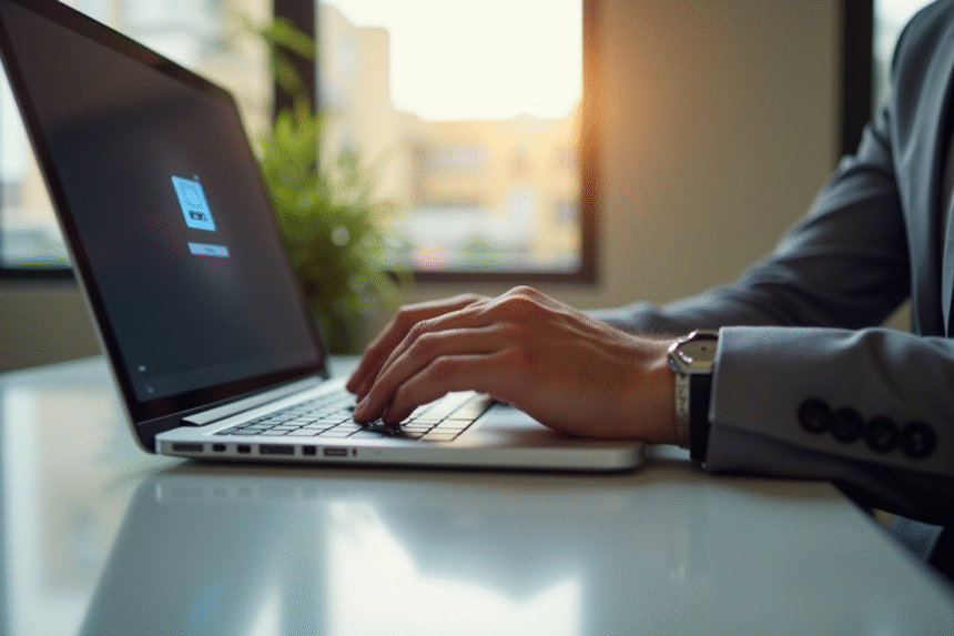 Mains tapant sur un clavier d'ordinateur sécurisé