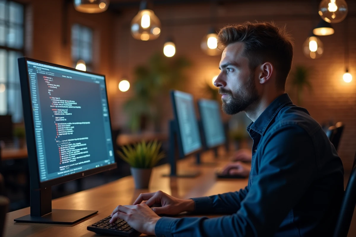 Développeur web analysant du code HTML pour corriger des images qui ne s'affichent plus sur un site