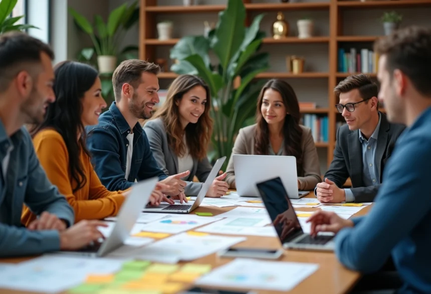 Groupe de professionnels divers en réunion de travail