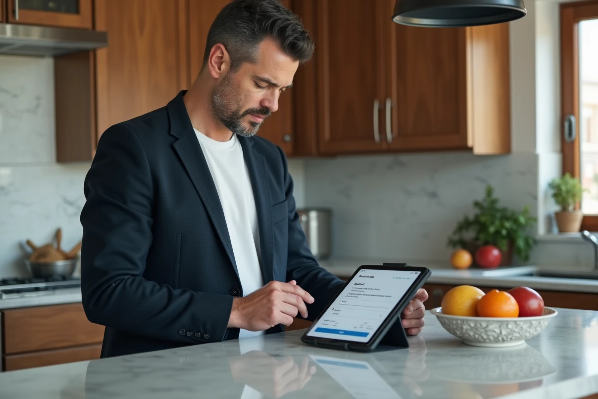 Homme consultant une tablette affichant une erreur d'authentification sur un service de stockage cloud