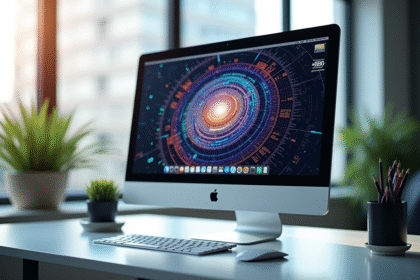 Ordinateur de bureau moderne avec écran 1080p lumineux