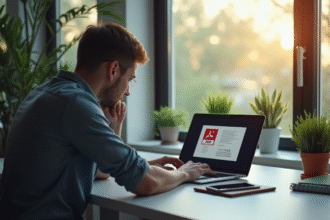 Personne frustrée au bureau face à une erreur PDF