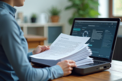 Personne scannant des documents dans un bureau moderne