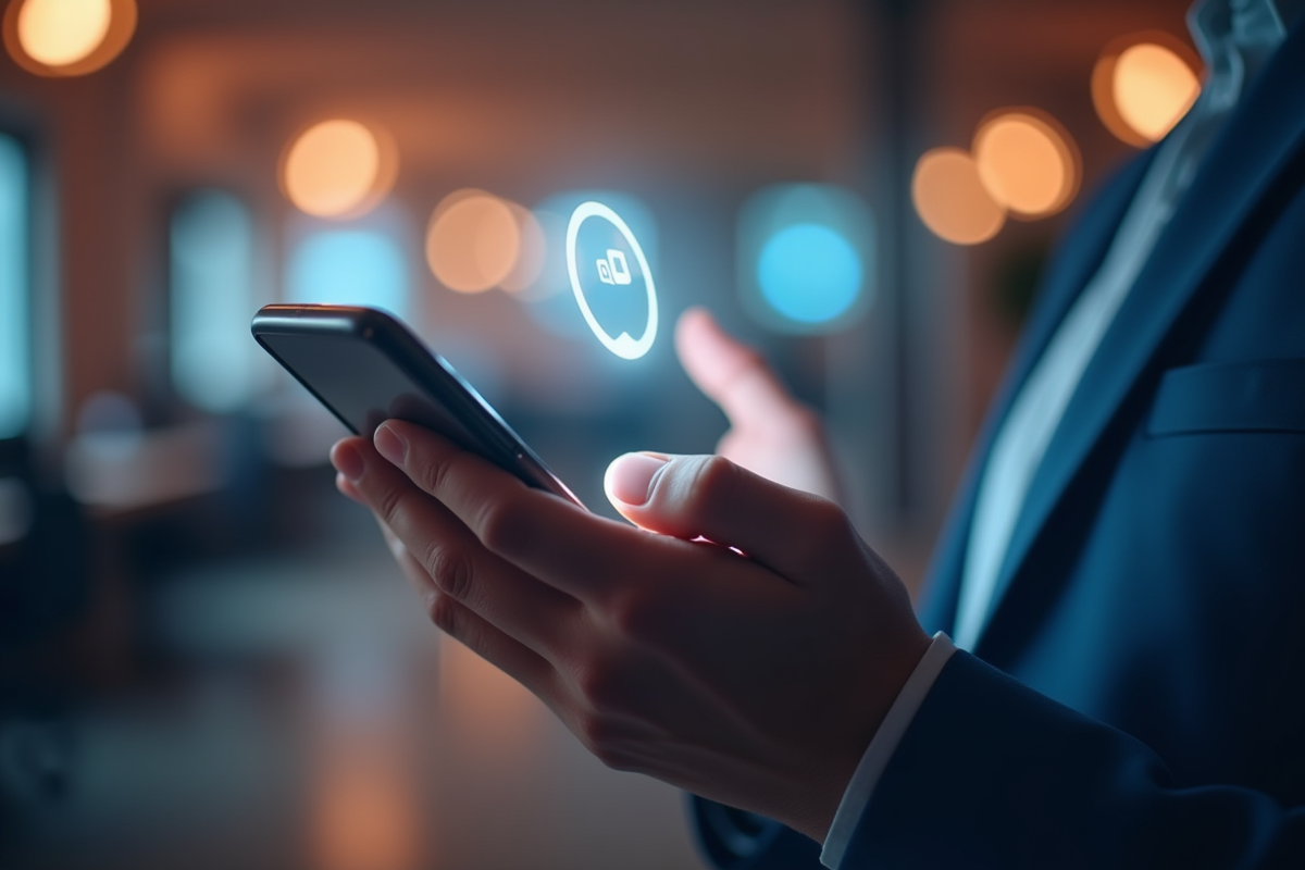 Main tenant un smartphone prêt à ouvrir une application